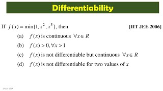 🌸How to find where function is continuous  differentiable Maths Previous Year Questions of IIT JEE [upl. by Eenet]