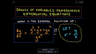 Change of Variables  Homogeneous Differential Equation  Example 2 [upl. by Treva339]