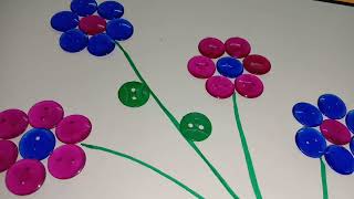 Buttons Sticking activity for kids  Button pasting activity for kids  Flowers by Button pasting [upl. by Peirce991]