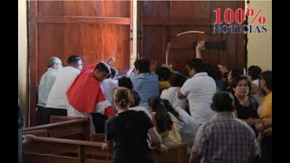 Turbas orteguistas intentan ingresar a la parroquia San Juan Bautista Masaya [upl. by Mihalco198]