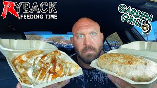 Ryback Feeding Time Garden Grill Buffalo Chicken Cali Burrito amp Buffalo Chicken Quesadilla Mukbang [upl. by Sinnelg268]