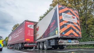 13102022  Sattelzüge verkeilen sich nach Unfall auf der A61 [upl. by Tertius]