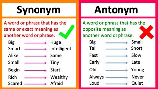 SYNONYM vs ANTONYM 🤔  Whats the difference  Learn with examples [upl. by Mosera966]