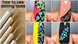 4 Easy nail art designs withdotting tools  How to create nailart with dotting tools [upl. by Irtimd66]