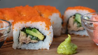 Homemade Tuna Masago Sushi Rolls  Easy and Delicious Sushi Recipe Tutorial [upl. by Hctub678]