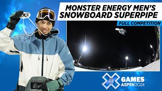 Monster Energy Men’s Snowboard SuperPipe FULL COMPETITION  X Games Aspen 2024 [upl. by Kenwee959]