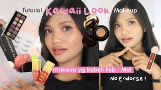 TUTORIAL KAWAII LOOK MAKEUP Pakai Makeup no Endorse  Guele Cushion Somethinc Focallure Emina dll [upl. by Eciram]