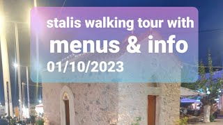 Stalis crete stalida  Greece walking tour with menus [upl. by Marylee]