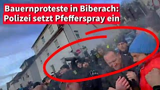 Bauernproteste in Biberach Polizei setzt Pfefferspray ein [upl. by Noirad]