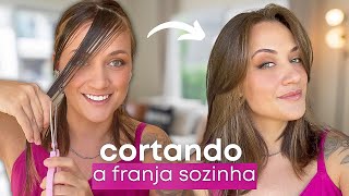 COMO CORTAR FRANJA CURTAIN BANGS SOZINHA  Jeito mais fácil de cortar a franja da moda [upl. by Conway]