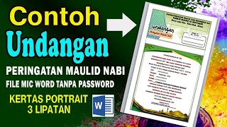 CONTOH UNDANGAN MAULID NABI DI WORD TIGA LIPAT [upl. by Akiria]