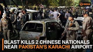 Blast kills 2 Chinese nationals near Pakistans Karachi airport  DD India [upl. by Tannenwald868]