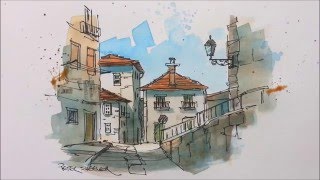 A pen and wash watercolor in my Urban Sketching style Great for beginners and seasoned artist alike [upl. by Nakasuji]