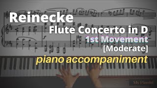 Reinecke  Flute Concerto in D Op283 1st Mov Piano Accompaniment Moderate [upl. by Wylma]