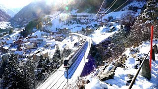 Züge auf der GotthardbahnWinter 2017Wassen  Mittlere Maienreussbrücke [upl. by Erin625]