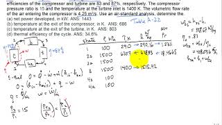 me4293 gas turbine with compressor and turbine isentropic efficiencies [upl. by Alrad311]