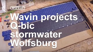 Drone video of sustainable QBic Plus stormwater system in Wolfsburg [upl. by Sonnnie]