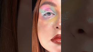 Editorial glossy eyelids makeup tutorial🧡🩵🩷✨ glossyeye editorialmakeup creativemakeup [upl. by Lazos]