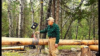 Hoisting Logs For the New CabinNo PainMartins Old Off Grid Log Cabin279 [upl. by Lamont]