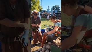 More Geode cracking with the Geode Guys at Ren Fest MN [upl. by Hayalat538]