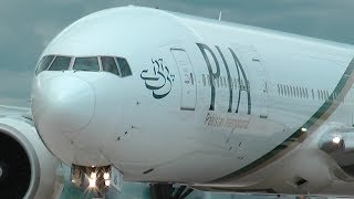 HD Boeing 777  PIA  Extreme Close Up  Manchester Airport [upl. by Kalin345]