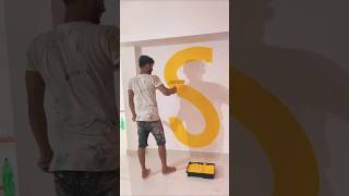 Wall painting yellow colour  S name lover 💛 🌎 wall painting shortvideo shorts bollywoodsongs [upl. by Wentworth]