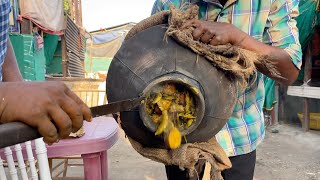 Traditional Gujarati Dish Ubadiyu Cooked Over Cow Dung Cakes  Indian Street Food [upl. by Olnay]