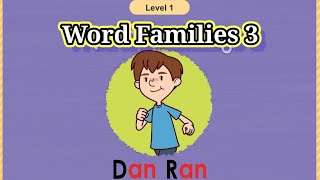 Word Families 3 Dan Ran Word Family an  Phonics [upl. by Schaper973]