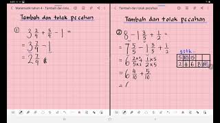 MATEMATIK TAHUN 4   OPERASI BERGABUNG TAMBAH DAN TOLAK PECAHAN [upl. by Lorelei]