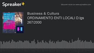 ORDINAMENTO ENTI LOCALI Dlgs 2672000 Audio [upl. by Myke411]