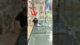 China’s Cracking Glass Bridge Shocks Tourists 😳 [upl. by Lavotsirc]