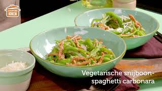 Vegetarische snijboonspaghetti carbonara  Coopjeskoken  Coop [upl. by Nosahc]