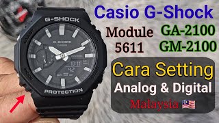 Cara Setting Jam GShock GA2100 GM2100 Module 5611 Malaysia 🇲🇾 [upl. by Lashar848]