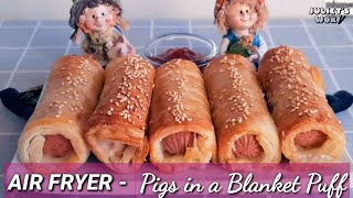 Air Fryer Pigs in a Blanket Puff  Hot Dog Rolls [upl. by Aisiat]