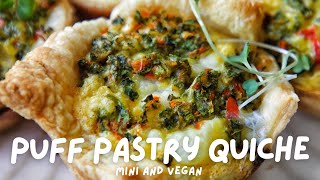 PUFF PASTRY MINI QUICHE VEGAN amp SO EASY TO MAKE  PLANTIFULLY BASED [upl. by Emilie]