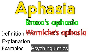 Aphasia  Wernickes aphasia  Brocas aphasia  What is aphasia  Psycholinguistics [upl. by Aettam]