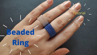 Seed bead ring tutorial basic peyote stitch weaving [upl. by Euphemia938]