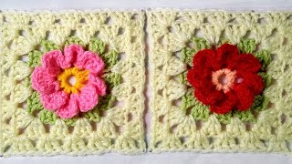 Crochet Carpeta cuadrada con Flor [upl. by Madonia]