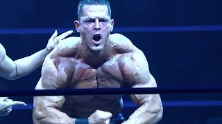 Jessie Godderz bodybuilder turned wrestler Mr PecTacular flexing on stage [upl. by Angelina]