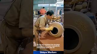 Manual glazing of clay containers  The workers do their job perfectly  machine shorts [upl. by Seed]