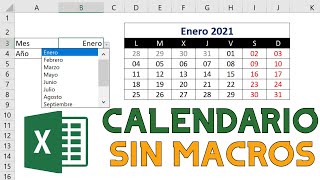 📅 Cómo HACER  INSERTAR un CALENDARIO PERPETUO y DINAMICO en EXCEL 👉 SIN MACROS  2023 [upl. by Ethbinium]