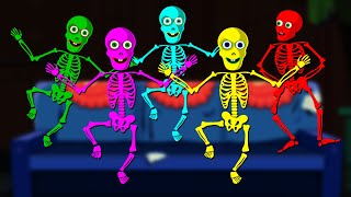 Five Funny Skeletons Dancing On The Spooky Night  Scary Skeletons Kids Songs hooplakidz [upl. by Cynthia]