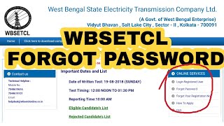 WBSETCL FORGOT PASSWORD [upl. by Saloma]