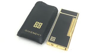 □ GIVENCHY ジバンシー ガスライター GIVENCHY 2000 ブラック ゴールド 喫煙具 ローラー ライター ケース 付き 火花確認済み □24032506 [upl. by Zetrom951]