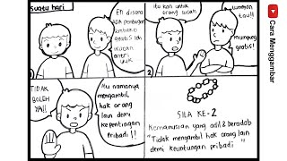 Cara Menggambar  Membuat Komik Tema Kemanusiaan yang Adil dan Beradab Pancasila Sila ke2 Ep 676 [upl. by Male278]