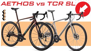 SPECIALIZED SWORKS AETHOS vs GIANT TCR ADVANCED SL  Battle of Titans [upl. by Annaeel]