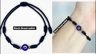 Evil eye🧿 anklet diyEvil eye anklet black threadEvil leye leg ankletanklets [upl. by Lhok]