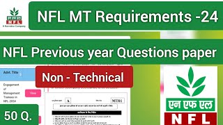 nfl NFL Management Trainee Previous year Questions paper Nontechnical ll NFL MT NonTech Question [upl. by Nav978]