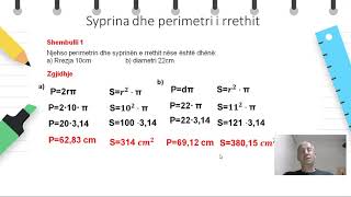 Klasa 8  MatematikÃ«  Syprina dhe perimetri i rrethit [upl. by Goldarina]