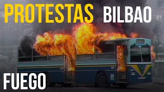 Protesta y Quema de Autobús en Bilbao  Conflictos Laborales [upl. by Bergmans]